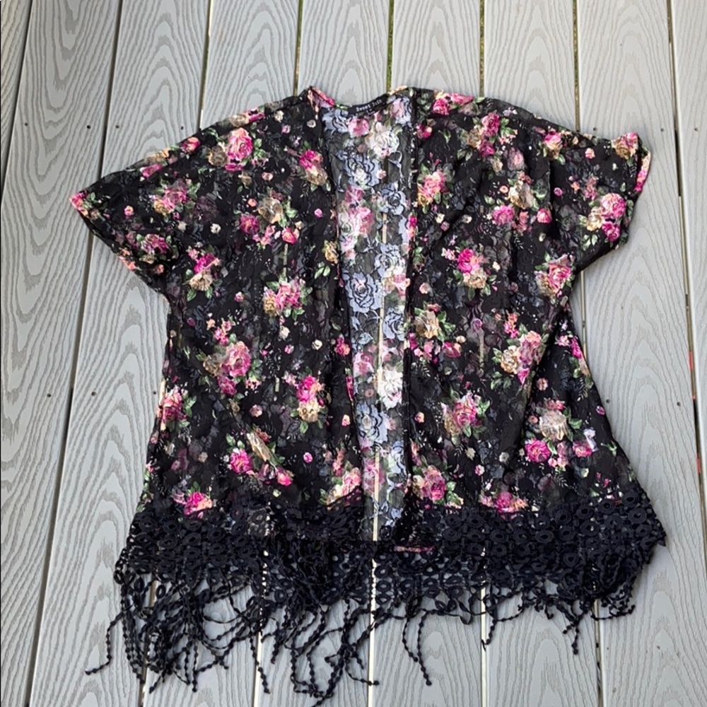 Black and Floral Shawl